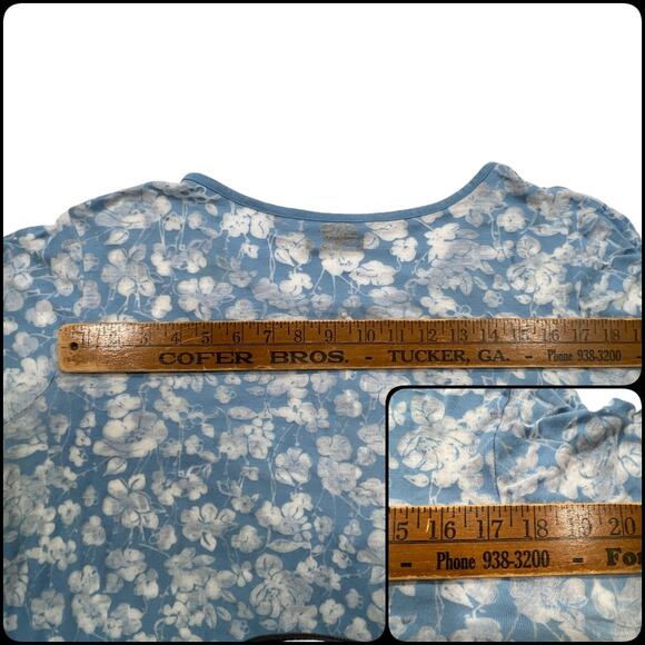 Avenue Plus Size Sheer Floral Popover Blouse Top Plus Size 30/32 3/4 Sleeves - Picture 12 of 13